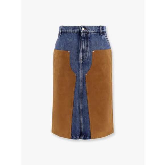 Stella Mccartney Women Denim Skirt With Suede Inserts - Picture 1 of 3